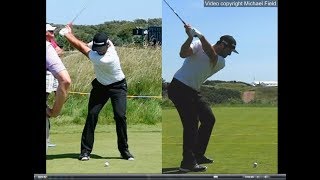 Jon Rahm golf swing  Long Iron faceon amp downtheline July 2017 [upl. by Marlie]