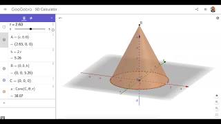 Build a CONE H  2R in GeoGebra 3D Method 1 POINT plotting with CONE tool [upl. by Graves439]