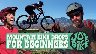 MOUNTAIN BIKE DROPS FOR BEGINNERS DONT MANUAL OFF DROPS [upl. by Adeys]