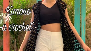 Como tejer un Chaleco Largo a crochet ChalecoKimono [upl. by Aela]