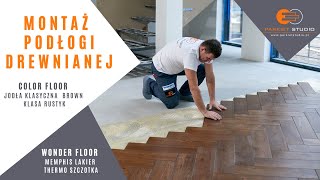 Montaż podłogi drewnianej  jodełka klasyczna  How to install Herringbone Floor [upl. by Pavior]