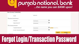 PNB Net Banking quotForgot LoginTransaction Passwordquot How to Reset Online [upl. by Namzzaj]