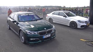 MercedesBenz E63 AMG vs Alpina BMW B7 BiTurbo [upl. by Llenaej49]