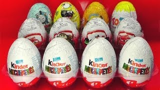 12 Surprise Eggs Kinder Surprise Cars 2 Zaini Thomas Spongebob [upl. by Enohpesrep]