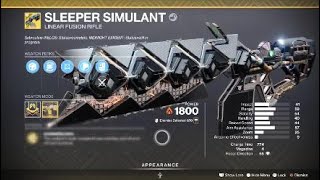 Sleeper Simulant Exotic Weapon amp Catalyst – Destiny 2 [upl. by Cappello]