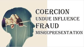 Coercion Undue Influence Fraud Misrepresentation  Indian Contract Act 1872  Law Guru [upl. by Bocyaj]