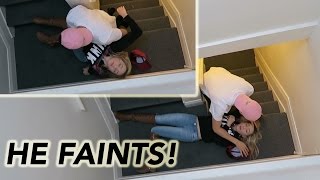 FELL DOWN STAIRS PRANK HE FAINTS [upl. by Betteanne]