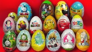 17 Surprise Eggs Kinder Surprise Cars 2 Zaini Spongebob Thomas [upl. by Eatnom]