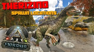 ARK Fjordur  THERIZINOSAURUS Best Spawn Locations [upl. by Spark]