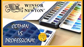 🎨COTMAN vs PROFESSIONAL  WINSOR amp NEWTON watercolour COMPARISON and REVIEW 2018 [upl. by Sung]