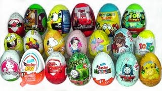 20 Surprise Eggs Zaini Cars 2 Kinder Surprise Spongebob Kinder Joy [upl. by Lewanna]