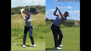 Justin Thomas golf swing  Long Iron faceon amp downtheline July 2017 [upl. by Ettevey214]