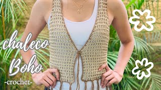 Como tejer un Chaleco para Mujer a crochet Chaleco Boho [upl. by Engdahl]